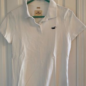Ladies White Hollister Stretch Polo Shirt, Size XL